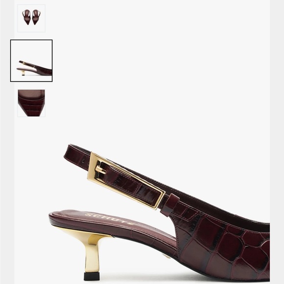SCHUTZ Burgundy Croc-Embossed Slingback Heels - Picture 5 of 16